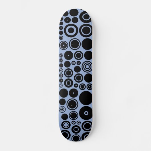 Skateboard Bleu gris, Noir Cercles Rétro Motif (Recto)