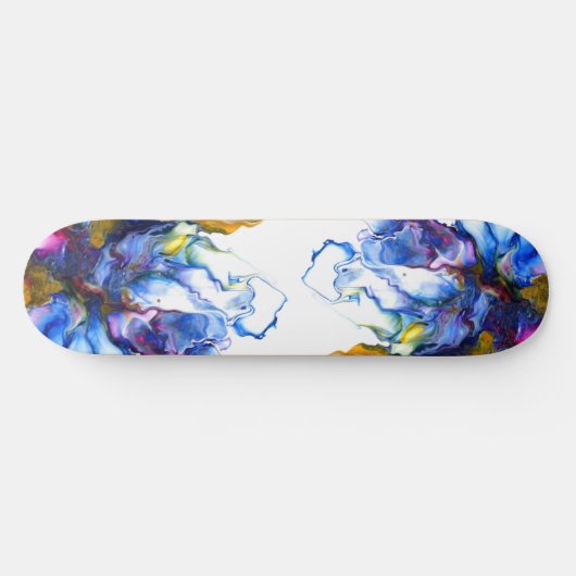 Skateboard Bleu Marbre Agate Fluide Art (Horz)