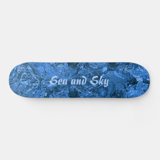 Skateboard Bleu marbré Mer Abstraite et ciel (Horz)