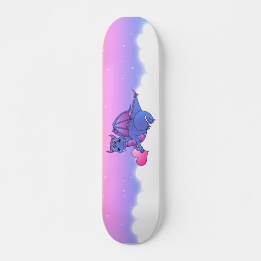 Skateboard Bleu mignon de coeur de dragon - rose - planche à (Devant)