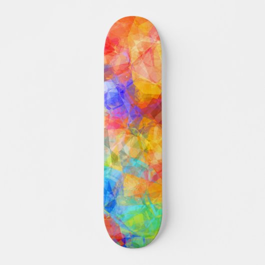 Skateboard Bleu orange violet rose citron vert Polygone Art (Devant)
