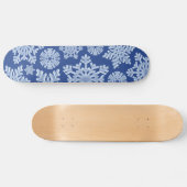 Skateboard Bleu profond Frost hiver Snowflakes Noël (Horz)