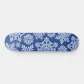 Skateboard Bleu profond Frost hiver Snowflakes Noël (Horz)