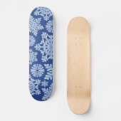 Skateboard Bleu profond Frost hiver Snowflakes Noël (Recto)