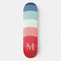 Bleu rose arc-en-ciel rayures de courbe Monogramme
