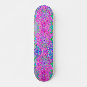 Skateboard Bleu rose et violet cool Artsy Dahlia Bloom