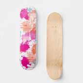 Skateboard Bleu rose orange Abstrait Peinture (Recto)