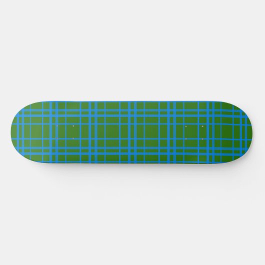 Skateboard Bleu Sur Vert Tartan Plaid Design Motif (Horz)