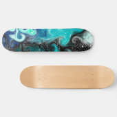 Skateboard Bleu, Turquoise, Marbre noir (Horz)