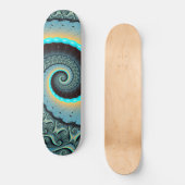 Skateboard Bleu Turquoise Orange Abstrait Fractal Art (Recto)