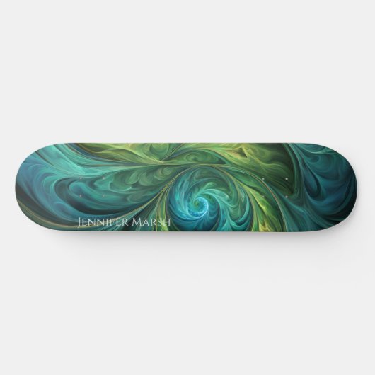 Skateboard Bleu vert AI Motif fractal (Horz)