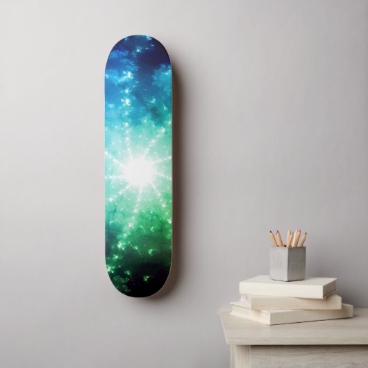 Skateboard Bleu vert clair à l'extrémité du tunnel (Art mural)