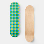 Skateboard Bleu Vert Jaune Chèque Plaid Design Motif (Recto)