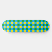 Skateboard Bleu Vert Jaune Chèque Plaid Design Motif (Horz)