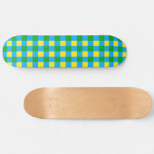 Skateboard Bleu Vert Jaune Chèque Plaid Design Motif (Horz)