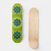Skateboard bleu vert mandala | fleur vert clair (Recto)