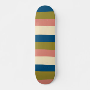 Skateboard Bleu, vert olive, rose et crème