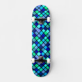 Skateboard Bleu Vert Turquoise Violet Vitrage Mosaïque (Recto)