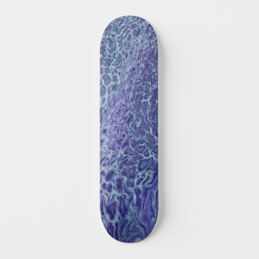 Skateboard Bleu & Violet Acrylique Abstrait Fluid Art (Recto)