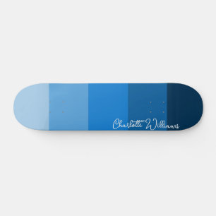 SKATEBOARD BLEUE PALETTE COULEUR TÊTES MOTIF NOM DE LA MARINE