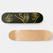 SKATEBOARD BLEUE TALISMAN / OEIL OR HORUS (Horz)