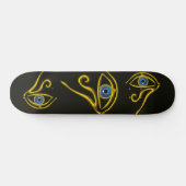 SKATEBOARD BLEUE TALISMAN / OEIL OR HORUS (Horz)