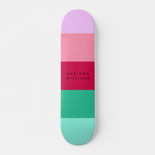 Skateboard Bloc de couleur à rayures horizontales Viva Magent