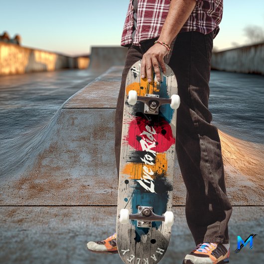 Skateboard Bloc de couleur abstrait gras - Conception Live to