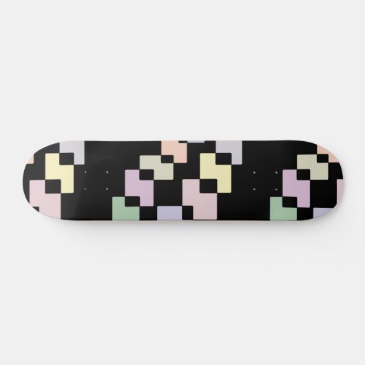 Skateboard Blocs géométriques pastel en noir (Horz)