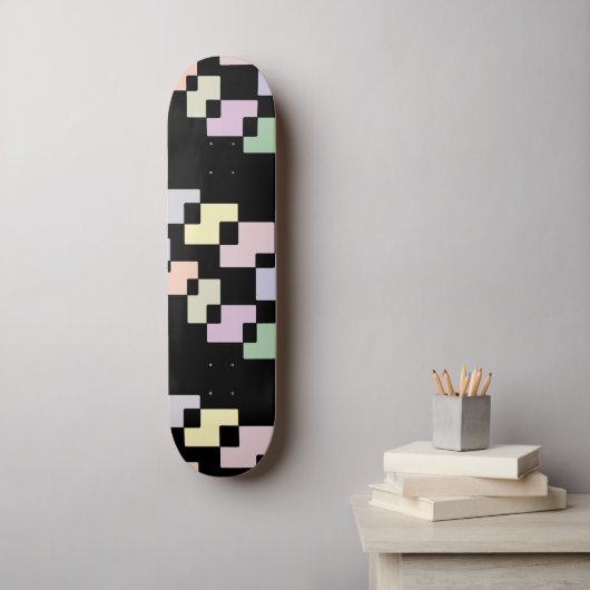 Skateboard Blocs géométriques pastel en noir (Art mural)