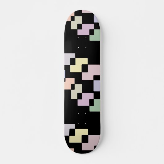 Skateboard Blocs géométriques pastel en noir (Devant)