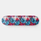 Skateboard Bloom urbain : Graffiti Rose rouge et bleu (Horz)
