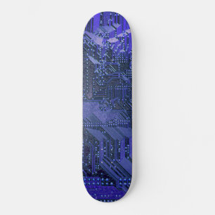 Skateboard Blue Cyber Circuit Board Tech Art Electronique