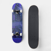 Skateboard Blue Cyber Circuit Board Tech Art Electronique (Recto)