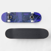 Skateboard Blue Cyber Circuit Board Tech Art Electronique (Horz)