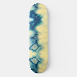 Skateboard Blue Ecru Agate Géode Motif en cristal
