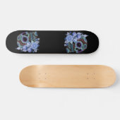 Skateboard Blue Floral Black Sugar Skull Jour des morts (Horz)