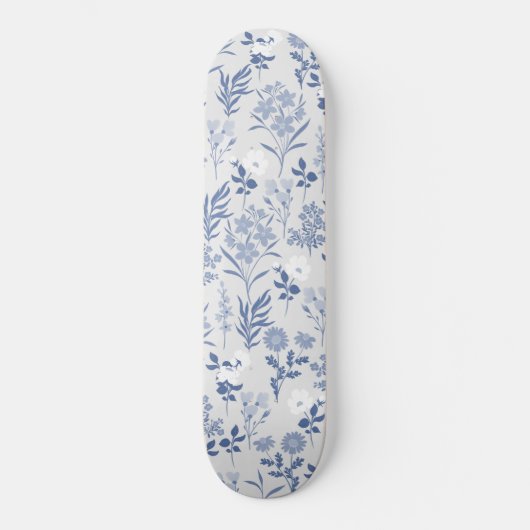 Skateboard Blue Flowers Botanical Painting (Recto)
