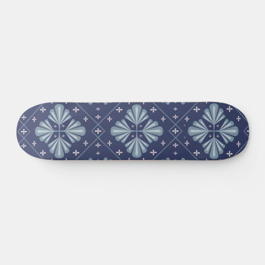 Skateboard Blue Geometric shapes Pattern  (Horz)