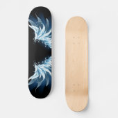 Skateboard Blue Glowing Angel Wings on black background (Recto)