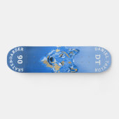 Skateboard Blue Gold Aquarelle Peinture Gradior Loup (Horz)