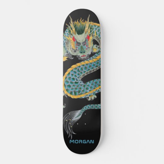 Skateboard Blue Gold Dragon personnalisé (Recto)
