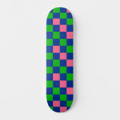 Skateboard Blue Green Pink Checkered Pattern Design  (Recto)
