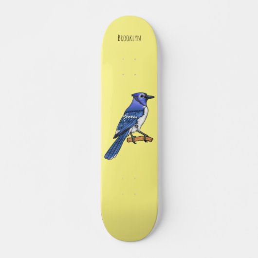 Skateboard Blue jay bird cartoon illustration  (Devant)
