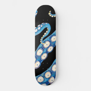 Skateboard Blue Kraken Octopus Tentacles Art