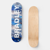 Skateboard Blue Modern Abstrait Personnalisé Nom (Recto)