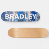 Skateboard Blue Modern Abstrait Personnalisé Nom (Horz)