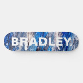 Skateboard Blue Modern Abstrait Personnalisé Nom (Horz)