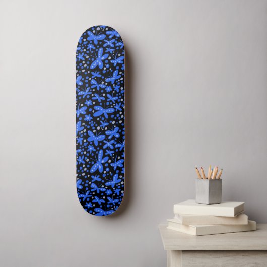 Skateboard Blue Night Butterflies  (Art mural)