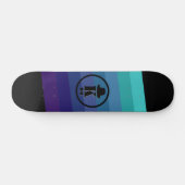 Skateboard Blue Ombre Nom Monogramme Initial Pour Hommes (Horz)